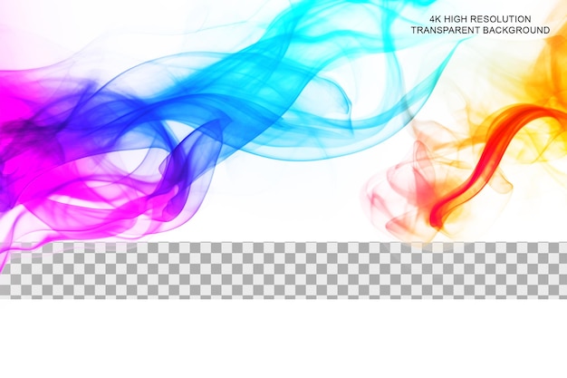 Цветной дым в красно-фиолетово-голубо-зеленых оттенках на прозрачном фоне