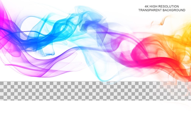PSD 透明な背景の赤い紫の青い緑の色でカラフルな煙