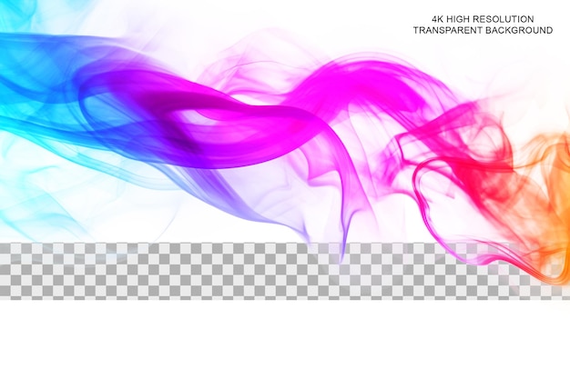 PSD colorful smoke in red purple blue green hueson transparent background