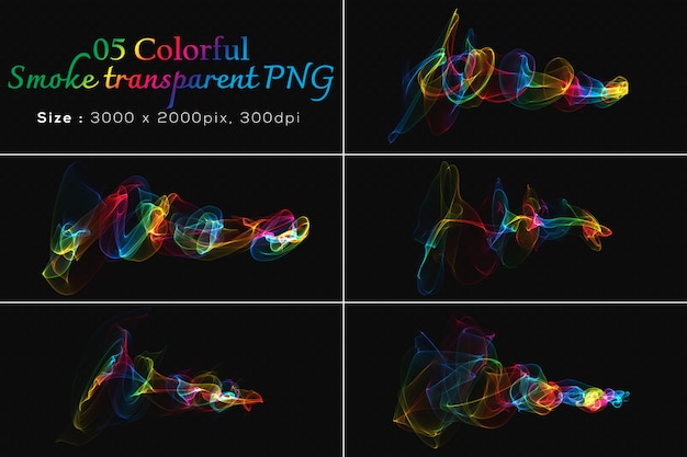 PSD colorful smoke transparent collection