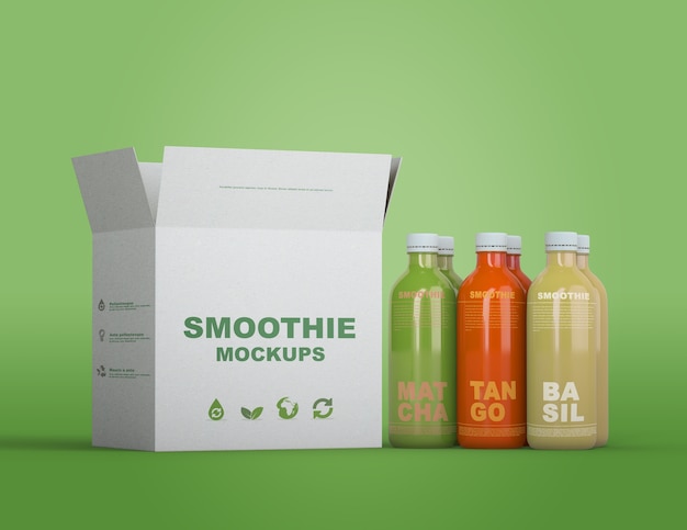 PSD colorful smoothie packaging mock-up