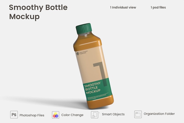 カラフルなスムージージュースボトルモックアッププレミアムpsd