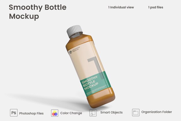 Mockup di bottiglia di succo di frullati colorati psd premium