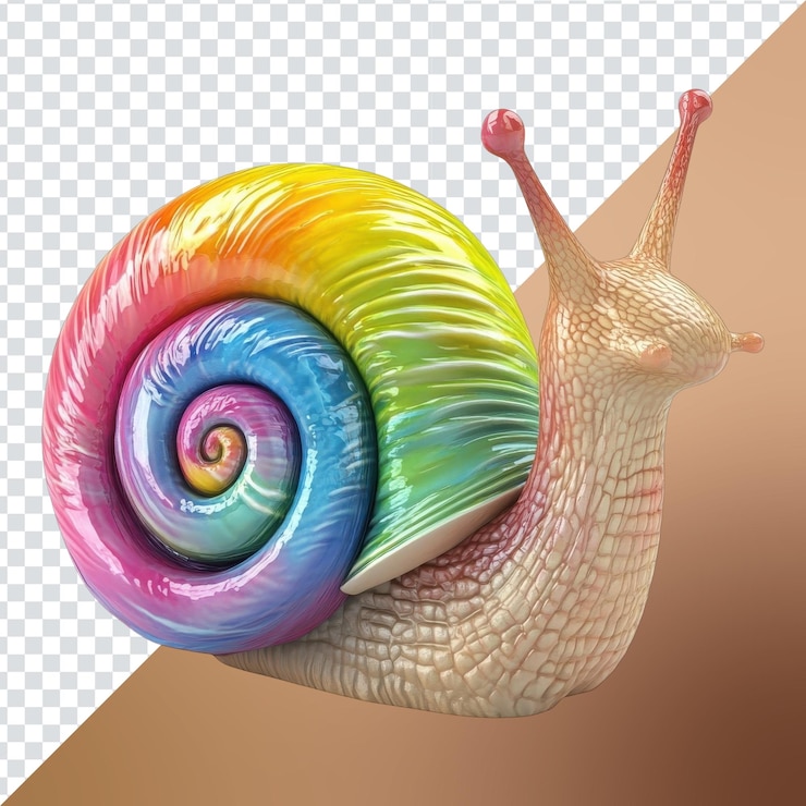 PSD colorful snail sculpture brightens up any garden or indoor space with its joyful design and vibrant hues on transparent background