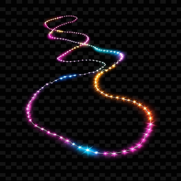 PSD a colorful snake with a long tail is made of neon lights