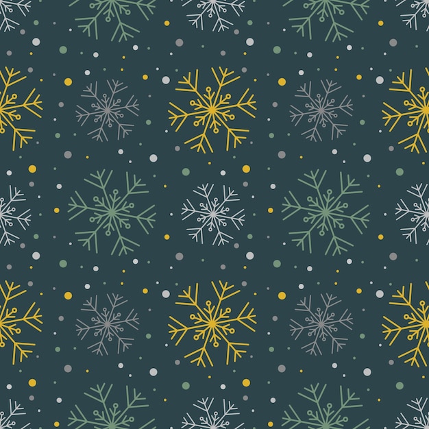 colorful snowflakes on blue background repeating raster pattern