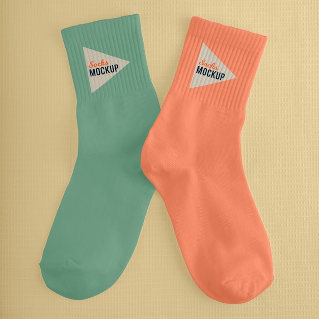 PSD colorful socks design mockup