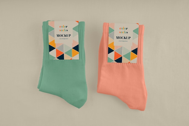 PSD colorful socks design mockup