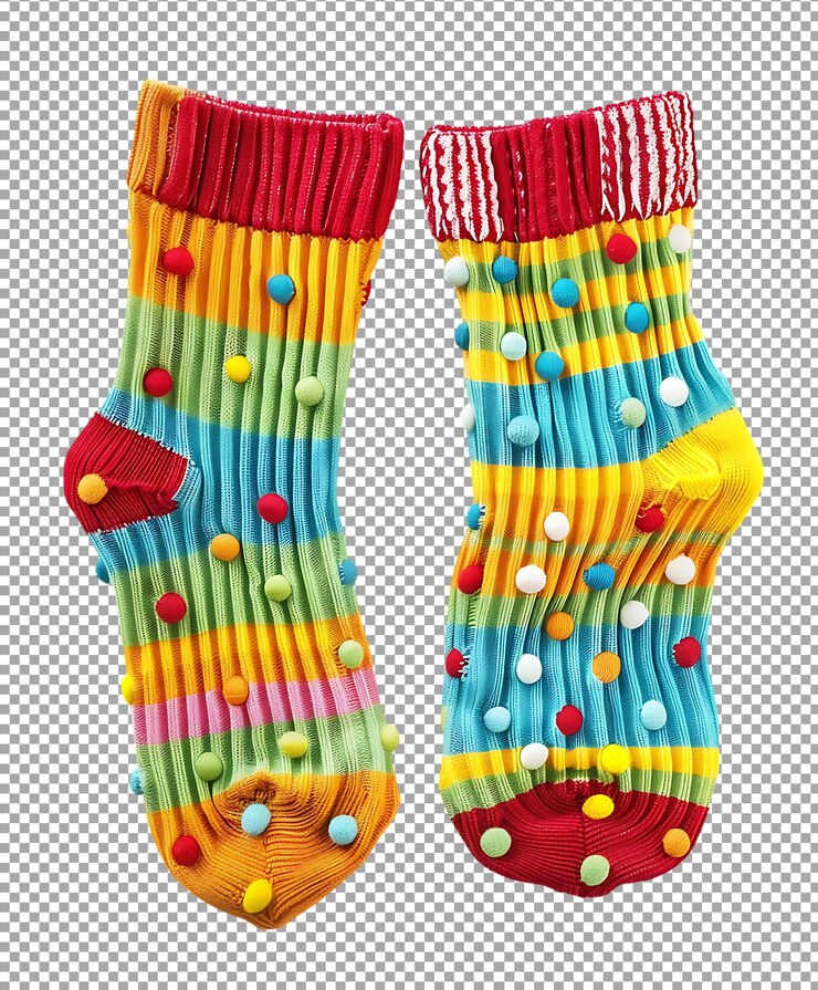 PSD colorful socks png isolated on transparent background