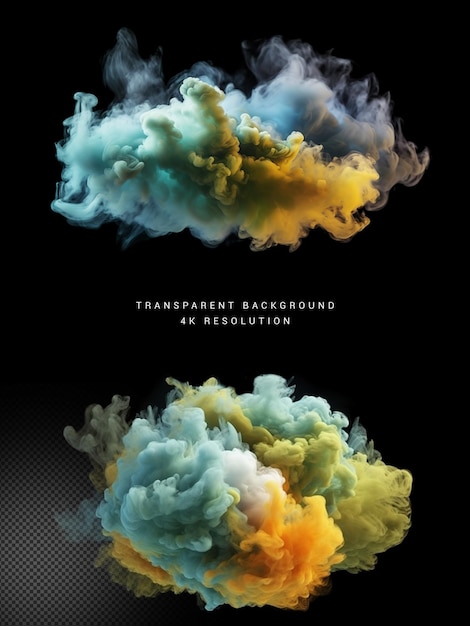 PSD colorful soft light clouds and smoke transparent background
