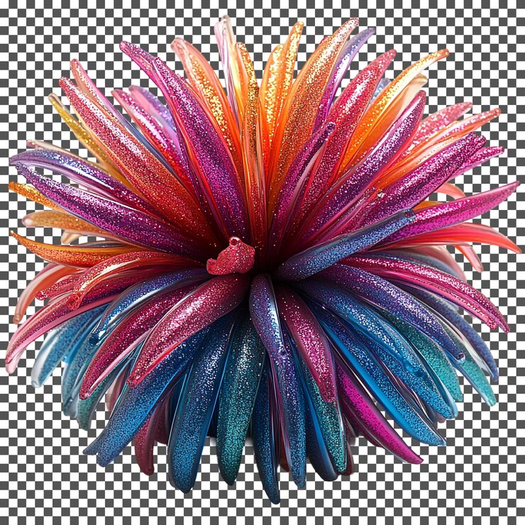 PSD colorful sparkle lawn ornaments isolated on transparent background
