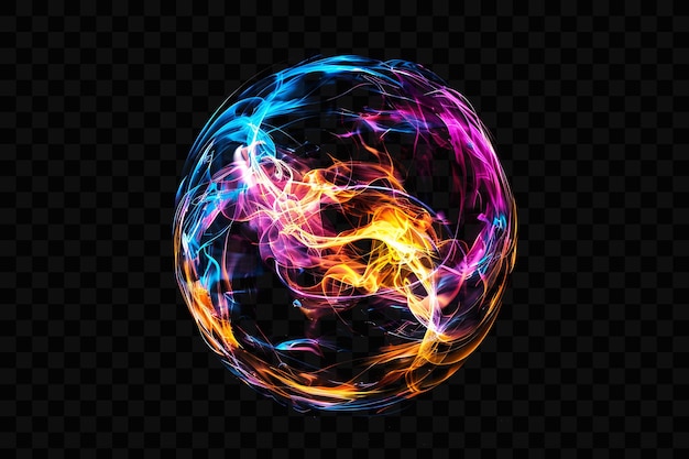 PSD a colorful sphere with the word fire on it