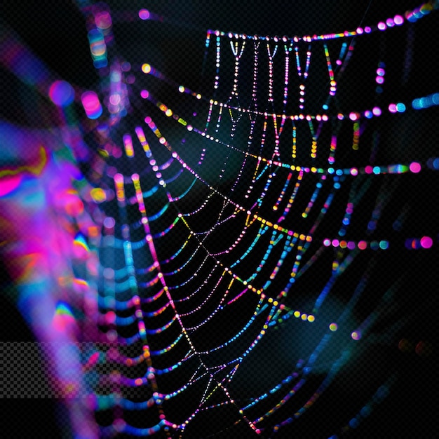 PSD colorful spider web light effect transparent background