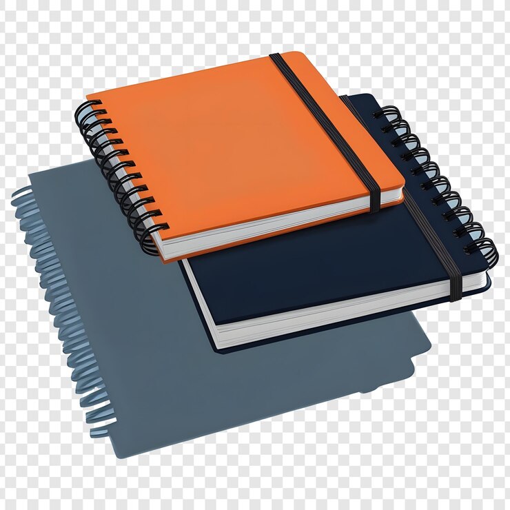 PSD colorful spiral bound notebooks with elastic bands stationery collection