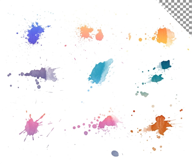 colorful splash brushes stroke collection on transparent background