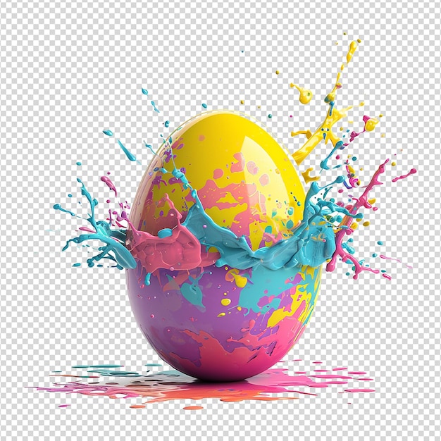 PSD colorful splash easter egg isolated on transparent background