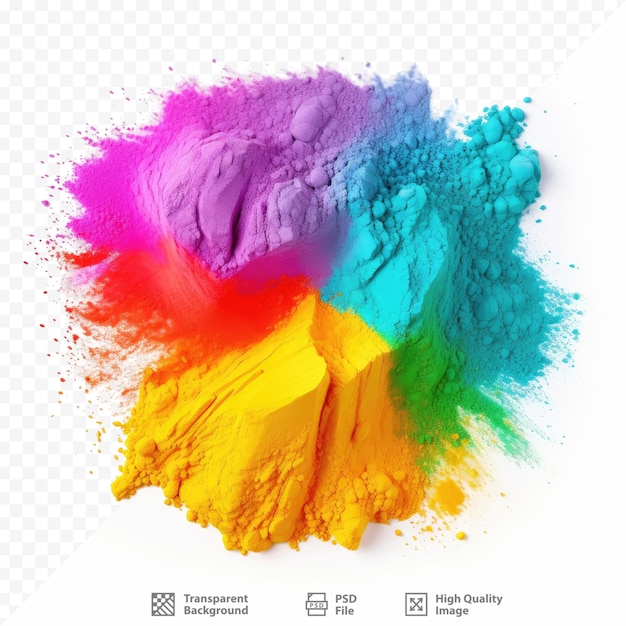 PSD una spruzzata di vernice colorata viene mostrata con uno sfondo color arcobaleno.