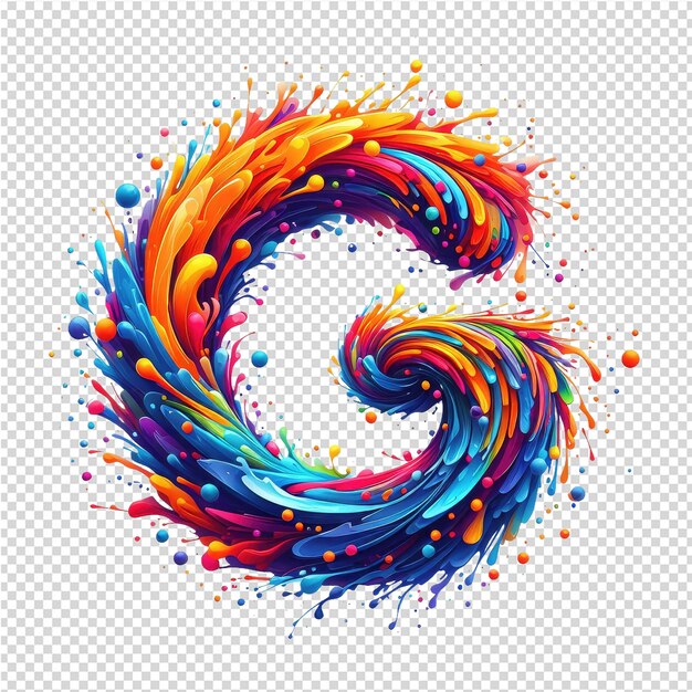 A colorful splash of water with the letter g on it