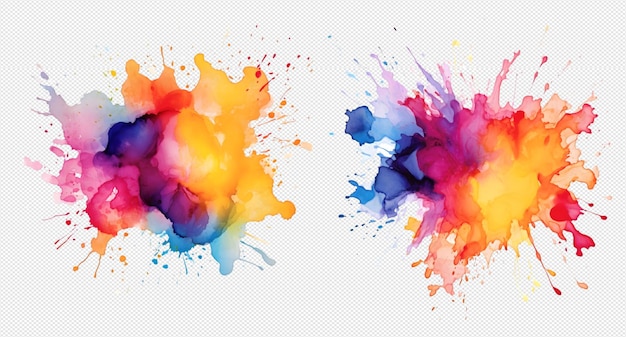 PSD colorful splashes on white