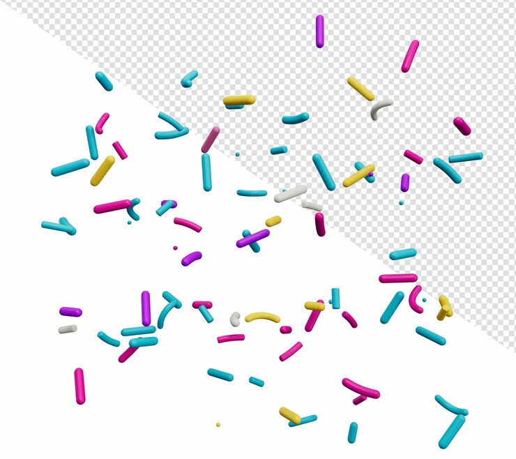 Colorful sprinkle falling 3d illustration