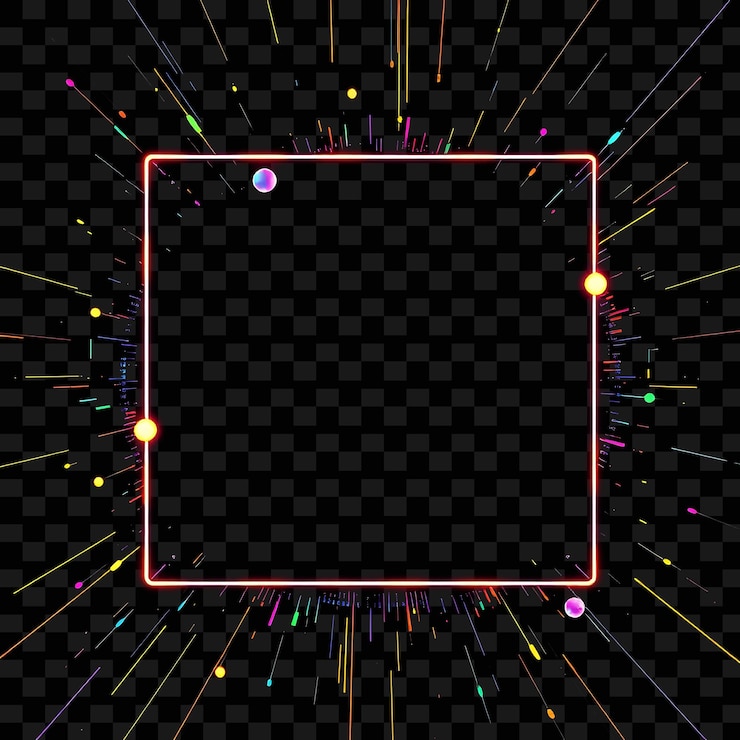 PSD a colorful square with colored lines and dots on a black background
