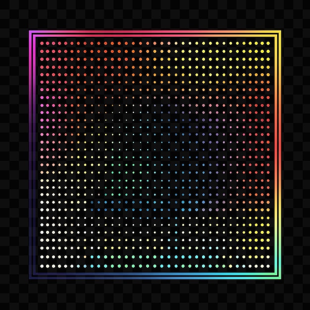 A colorful square with a rainbow on the top