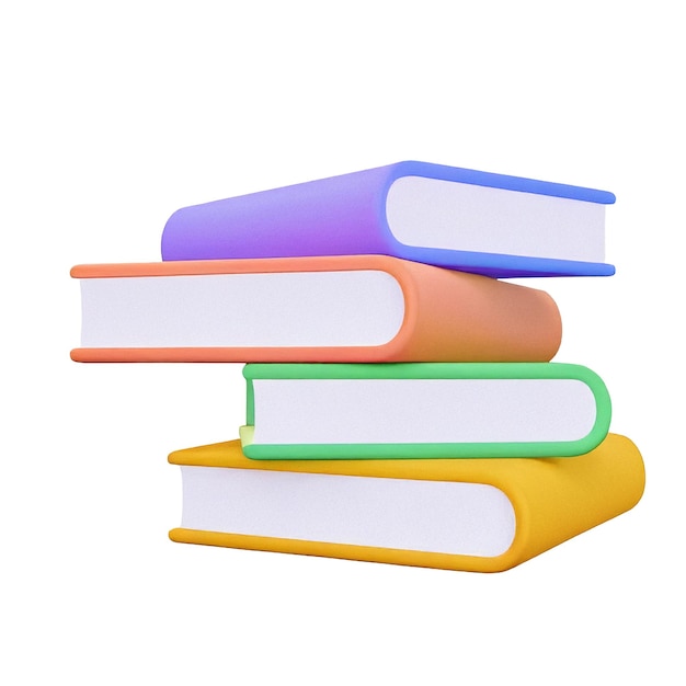 Цветная стопка книг для образования и обучения 3D-икона