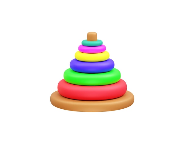 colorful stacking rings toy icon 3d render illustration