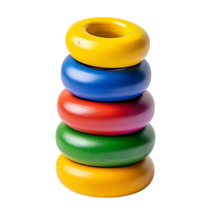 PSD colorful stacking rings wooden toy