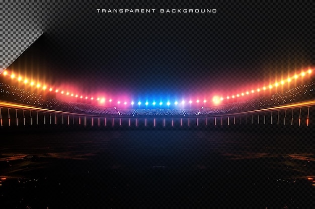 PSD colorful stadium lighting spotlighting on transparent background