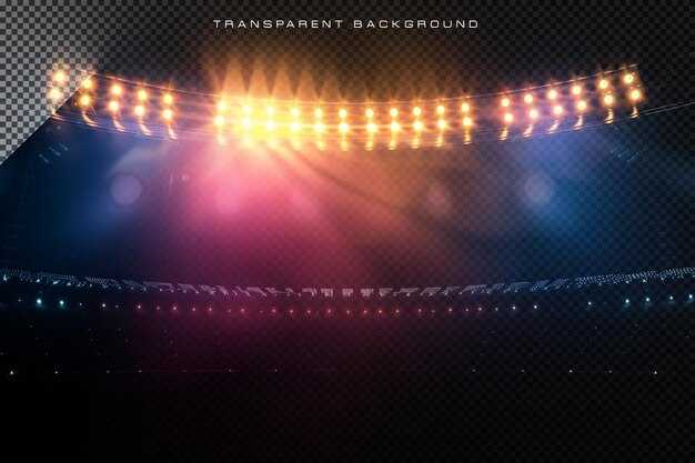 PSD colorful stadium spotlighting on transparent background