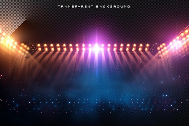 PSD colorful stadium spotlighting on transparent background