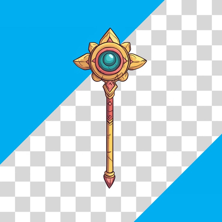 PSD colorful staff with gem and decorative design