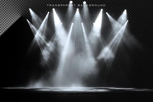 Colorful stage lighting spotlighting on transparent background