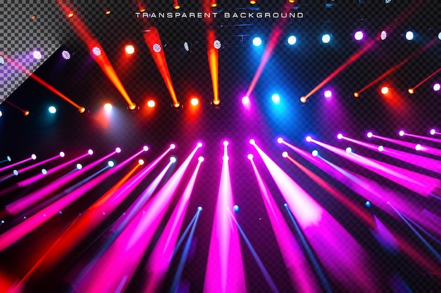 Colorful stage lighting on transparent background