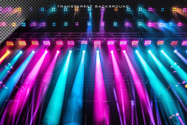 PSD colorful stage lighting on transparent background