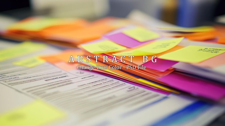 PSD colorful sticky notes and documents