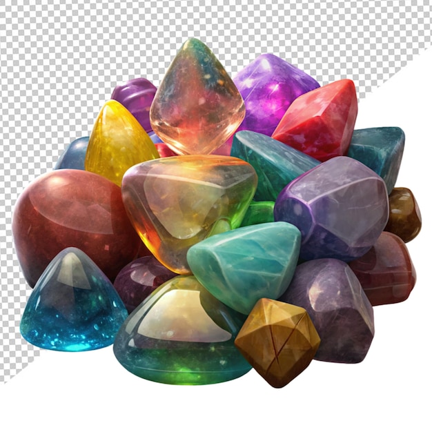 PSD colorful stone collection on transparent background