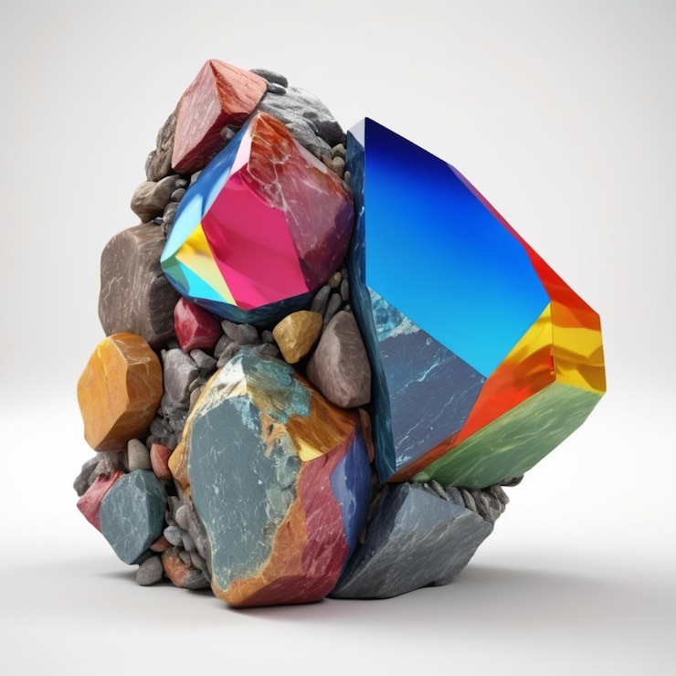 PSD colorful stone psd on a white background