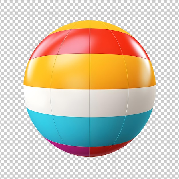 Colorful striped beach ball isolated png on transparent background