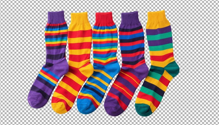 PSD colorful striped cotton socks featuring vibrant shades in diverse colors