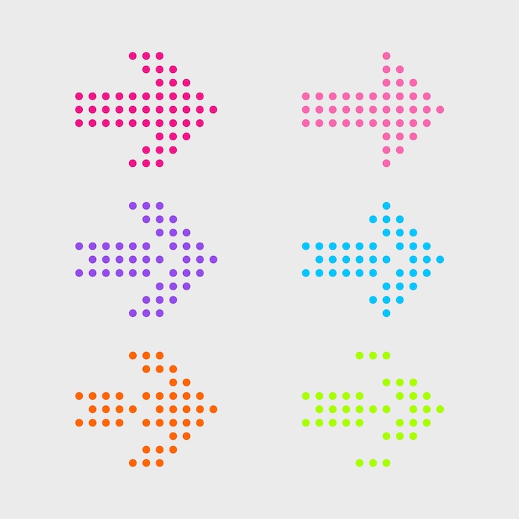 PSD colorful stylish dotted arrow collection
