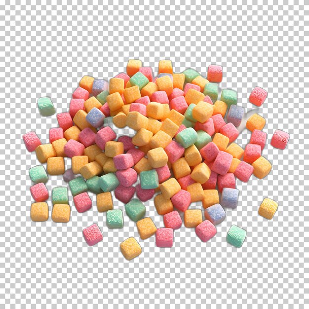 PSD colorful sugar candies on transparent background