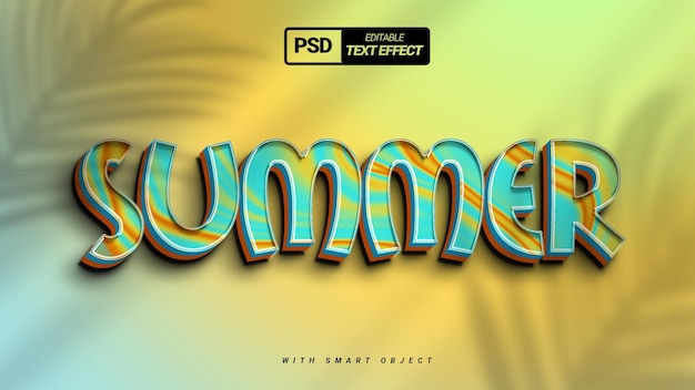 A colorful summer text effect with a yellow background