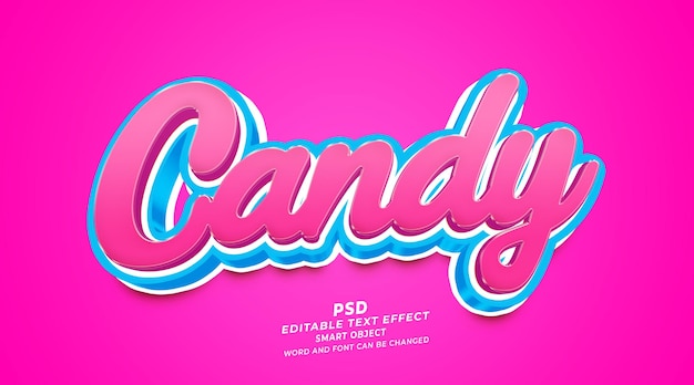 Colorful sweets candy photoshop 3d editable text effect