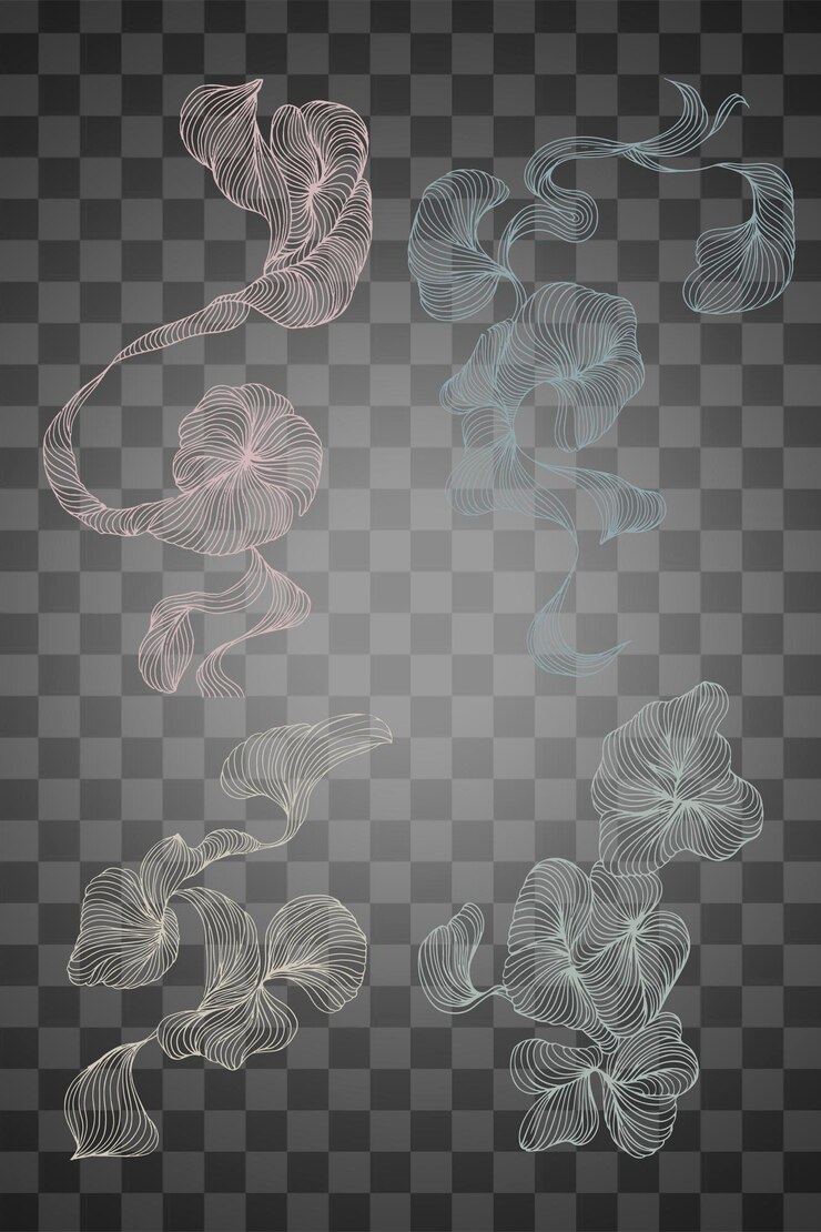 PSD colorful swirly abstract art collection transparent png