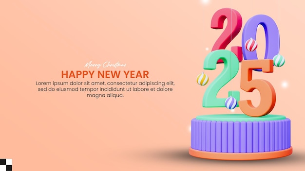 Colorful Text New Year 2025 3D Social Media Post Template
