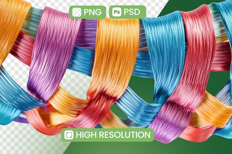 PSD colorful threads interwoven creating vibrant design with textures and high resolution