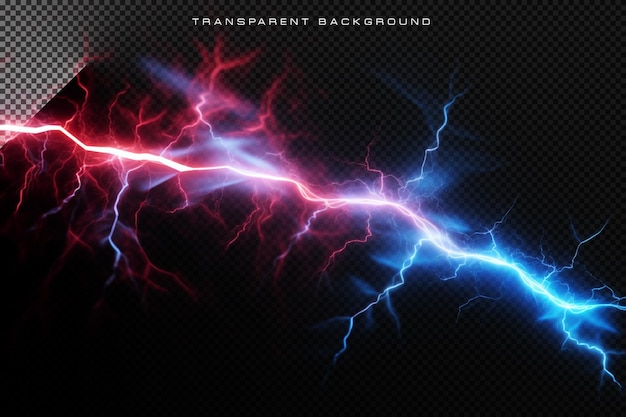 PSD colorful thunder lighting effect on transparent overlay