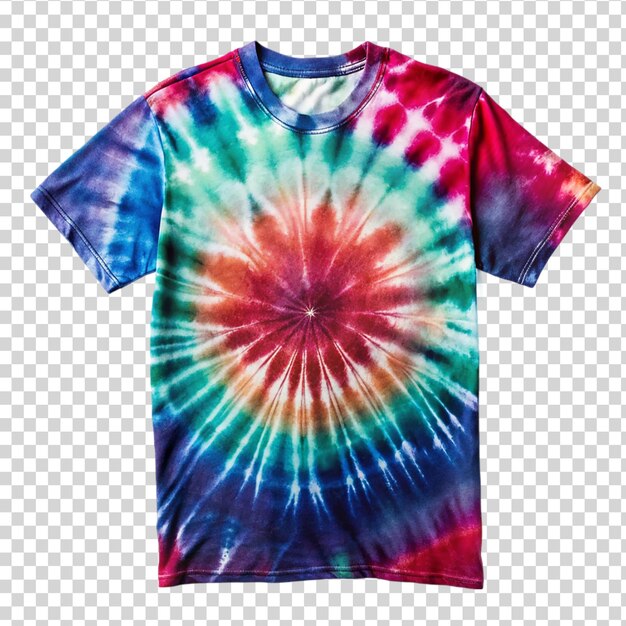 Colorful tie dye shirt pattern on transparent background